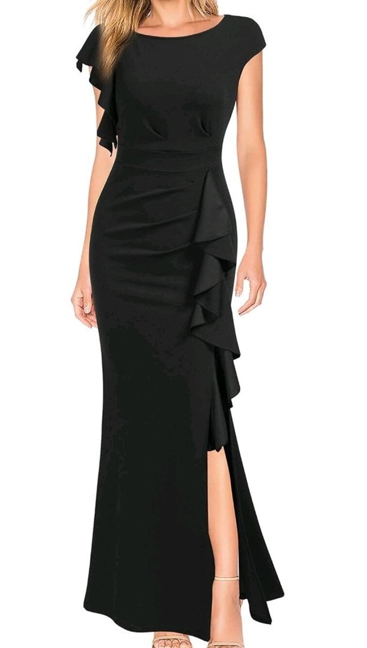 WOOSEA Women Split Bodycon Mermaid Evening Cocktail Long Dress